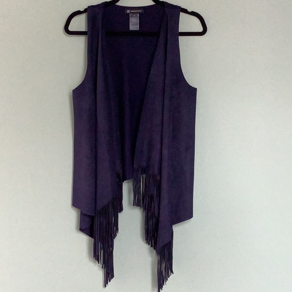 Faux Suede Fringed waterfall vest. Size M